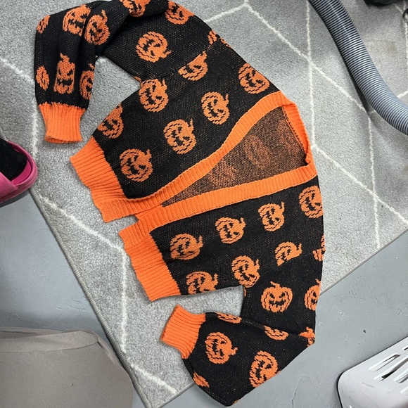Halloween Pumpkin Cardigan Sweater - Picture 1 of 3